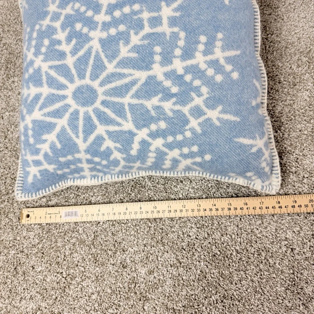 Barker Textiles Wool Throw Pillow Blue White‎ Scandinavian Snowflake 18x18